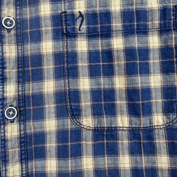 Indian Terrain Vintage Indigo Button Down Shirt Men's‎ small Plaid Slim fit - Picture 3 of 10